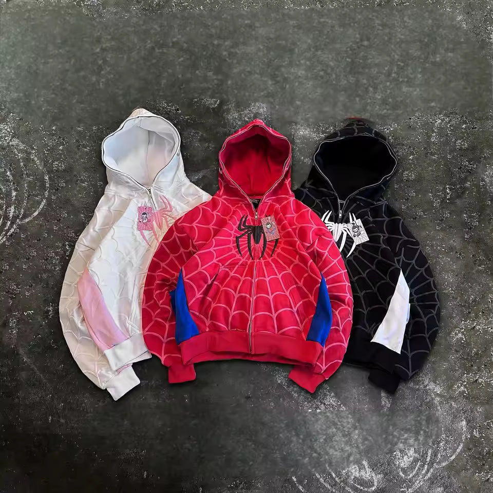 Red Spider Print Hooded