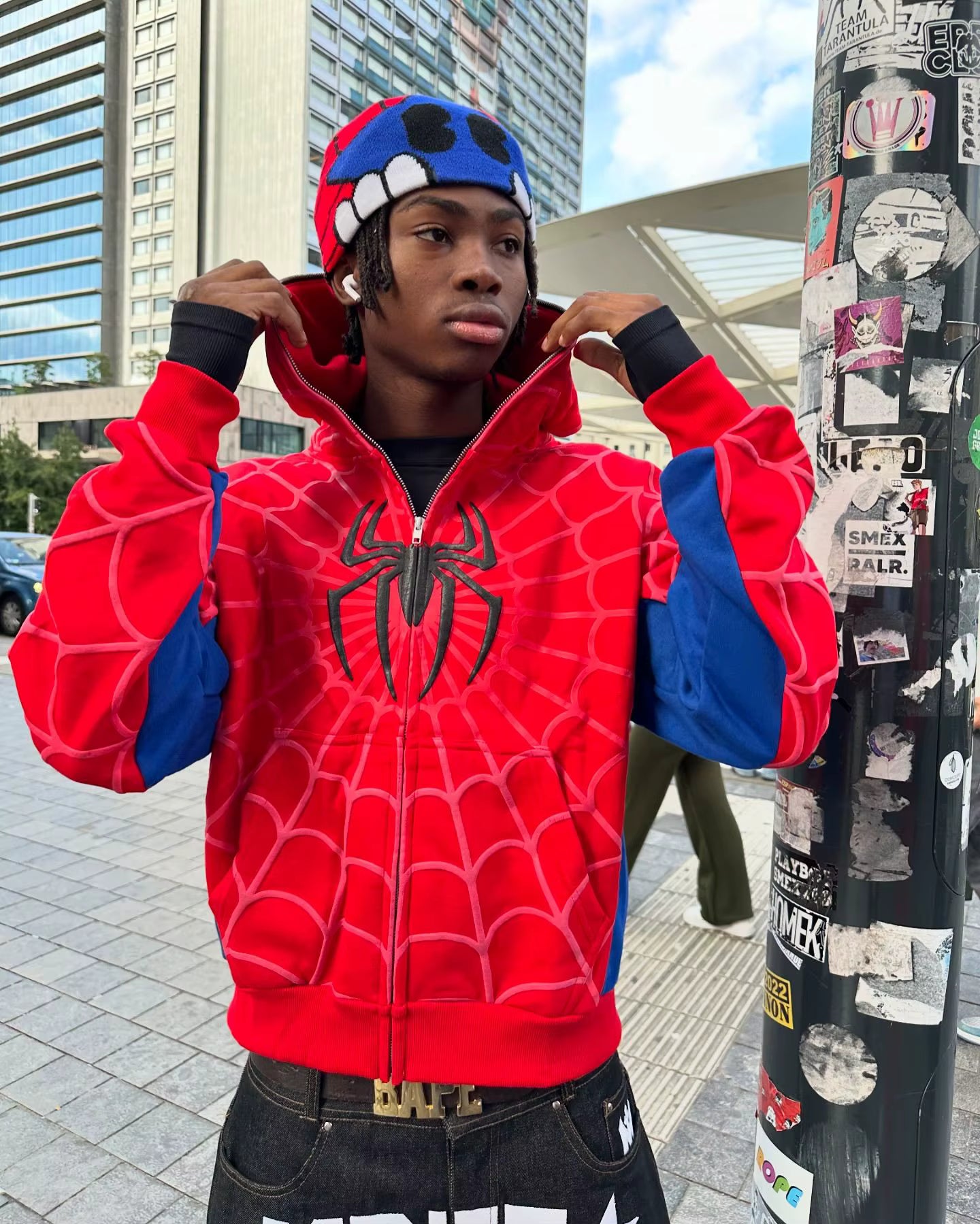Red Spider Print Hooded