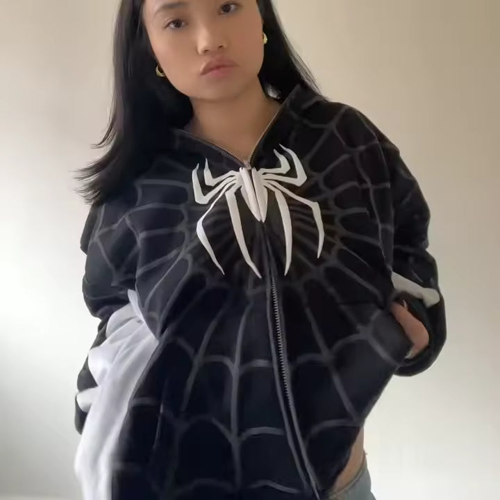 Red Spider Print Hooded