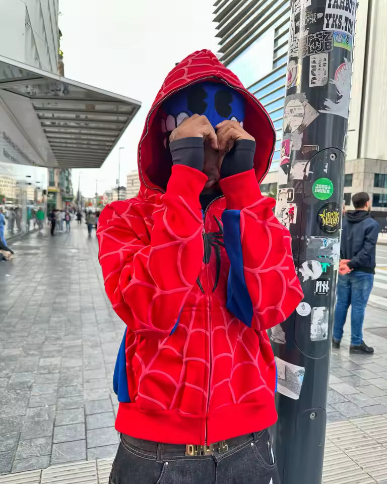 Red Spider Print Hooded