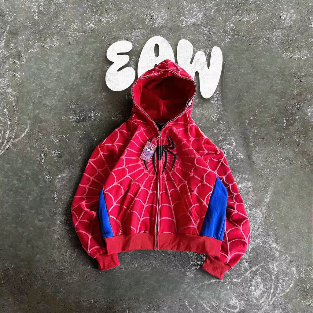 Red Spider Print Hooded