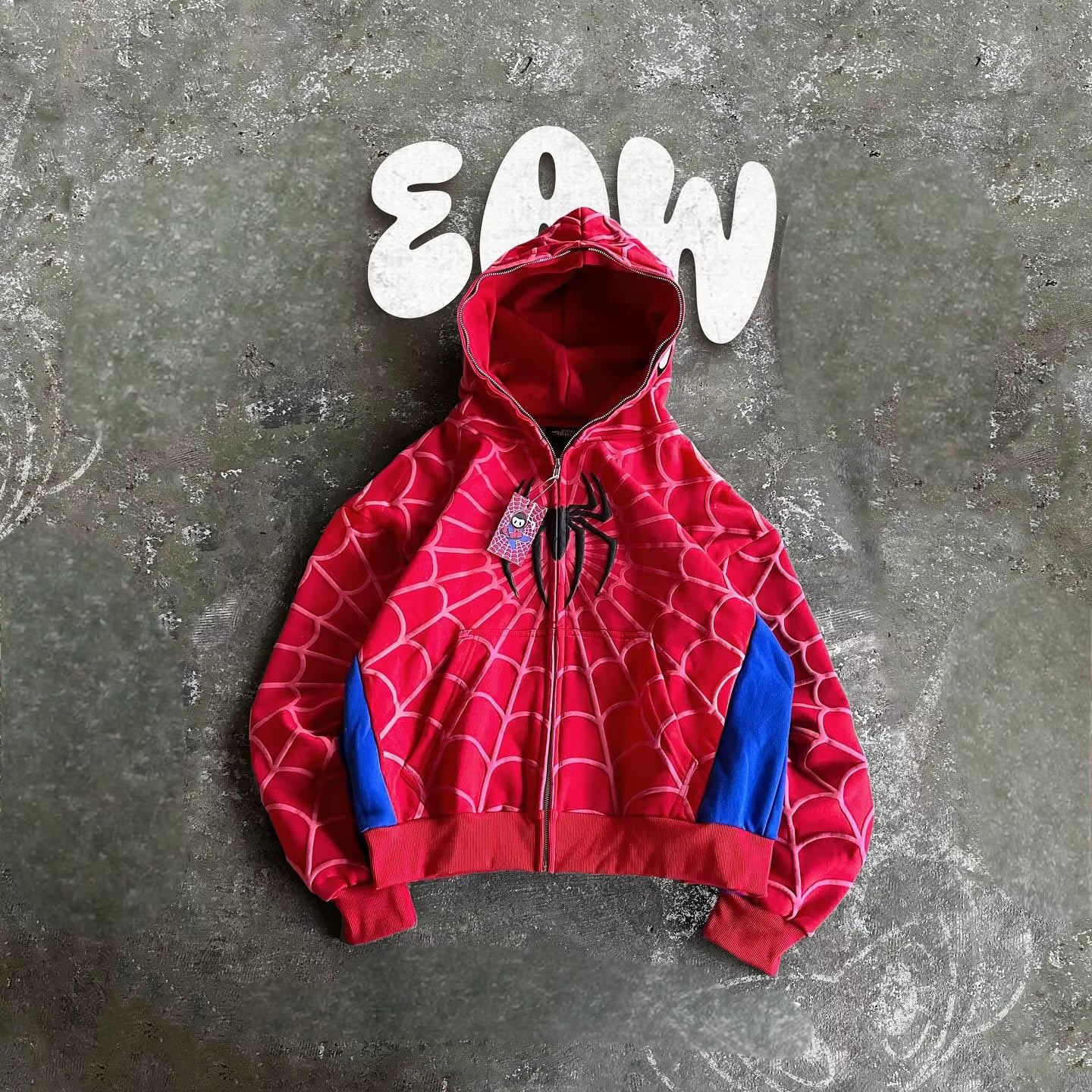 Red Spider Print Hooded